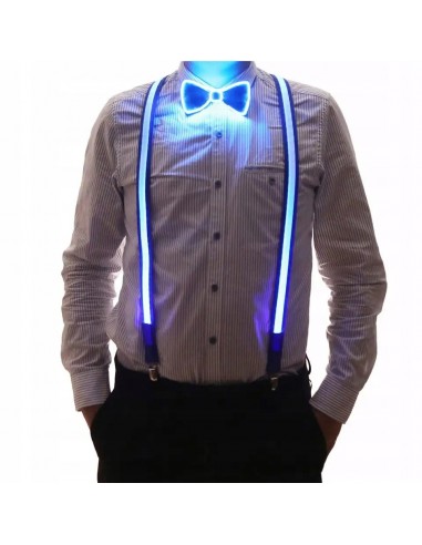 ZESTAW SZELKI i MUCHA LED Świecący KOMPLET na IMPREZĘ SYLWESTRA WESELE RGB