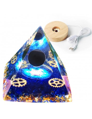 Piramida ORGONIT +LED Lampka PODSTAWA 5cm KRYSZTAŁ KAMIENIE AMULET 5cm HX10