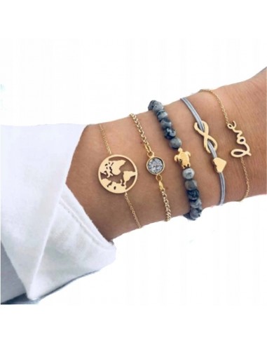 ZESTAW BRANSOLETEK BOHO RETRO PUNK Charms 63