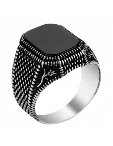 Sygnet UNISEX CZARNY STALOWY 316L EU22 US10