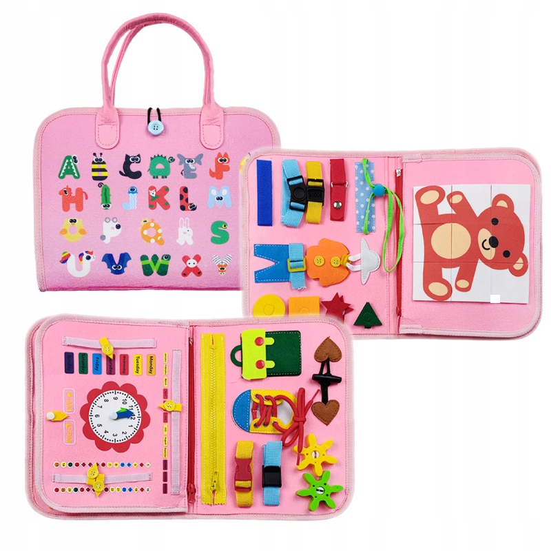 Tablica MONTESSORI Walizka EDUKACYJNA Sensoryczna dla DZIECI Manipulacyjna - zdjęcie 2