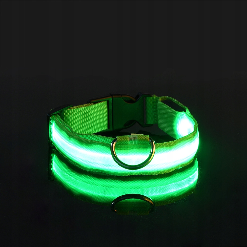 Obroża dla zwierząt PSÓW LED Wodoszczelna na USB Kabel ZIELONA XL 52-60cm - zdjęcie 2