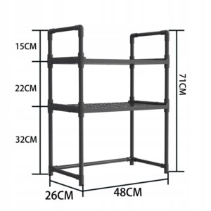 PÓŁKA KUCHENNA pod mikrofalówkę SZAFKA ORGANIZER CZARNA 3poziomy 48cm REGAŁ - miniatura 3