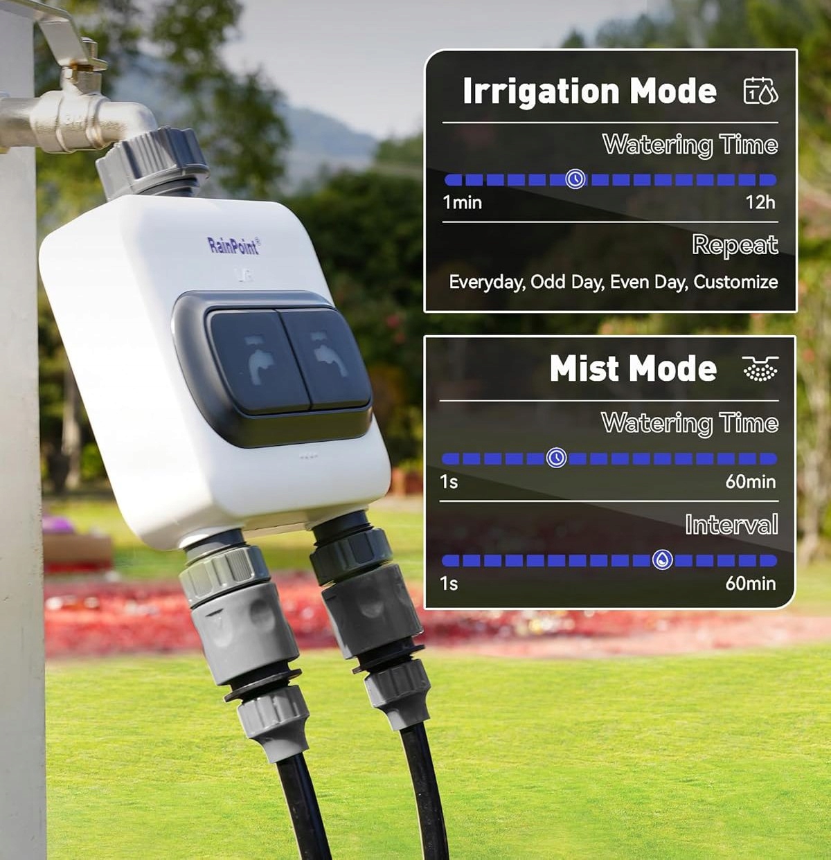 ZESTAW PODWÓJNY SYSTEM NAWADNIANIA OGRODU CENTRALA STEROWNIK CZUJNIK DESZCZ - zdjęcie 15