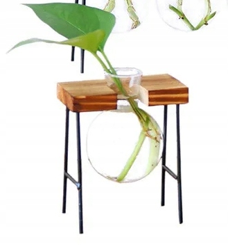 DONICA Ozdobna SZKLANA DREWNO Hydroponika UKORZENIACZ 1szt STOJAK BAMBUS - obrazek 8