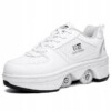 BUTOROLKI BUTY ROLKI Z KÓŁKAMI ROLKAMI PODŚWIETLANE 7-LED UNISEX BIAŁE r.42 - miniatura 1