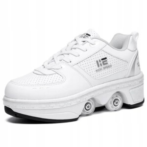 BUTOROLKI BUTY ROLKI Z KÓŁKAMI ROLKAMI PODŚWIETLANE 7-LED UNISEX BIAŁE r.42