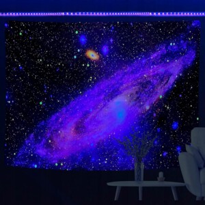 Dekoracja ŚCIENNA UV OBRAZ Fluorescencyjny GOBELIN ODBLASK 150x150cm Kosmos - miniatura 2