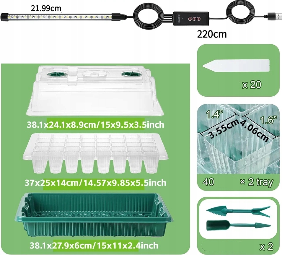 MINI SZKLARNIA LED Lampki Szklarnia USB Regulowana Wentylacja ROZSADA 80x - zdjęcie 6