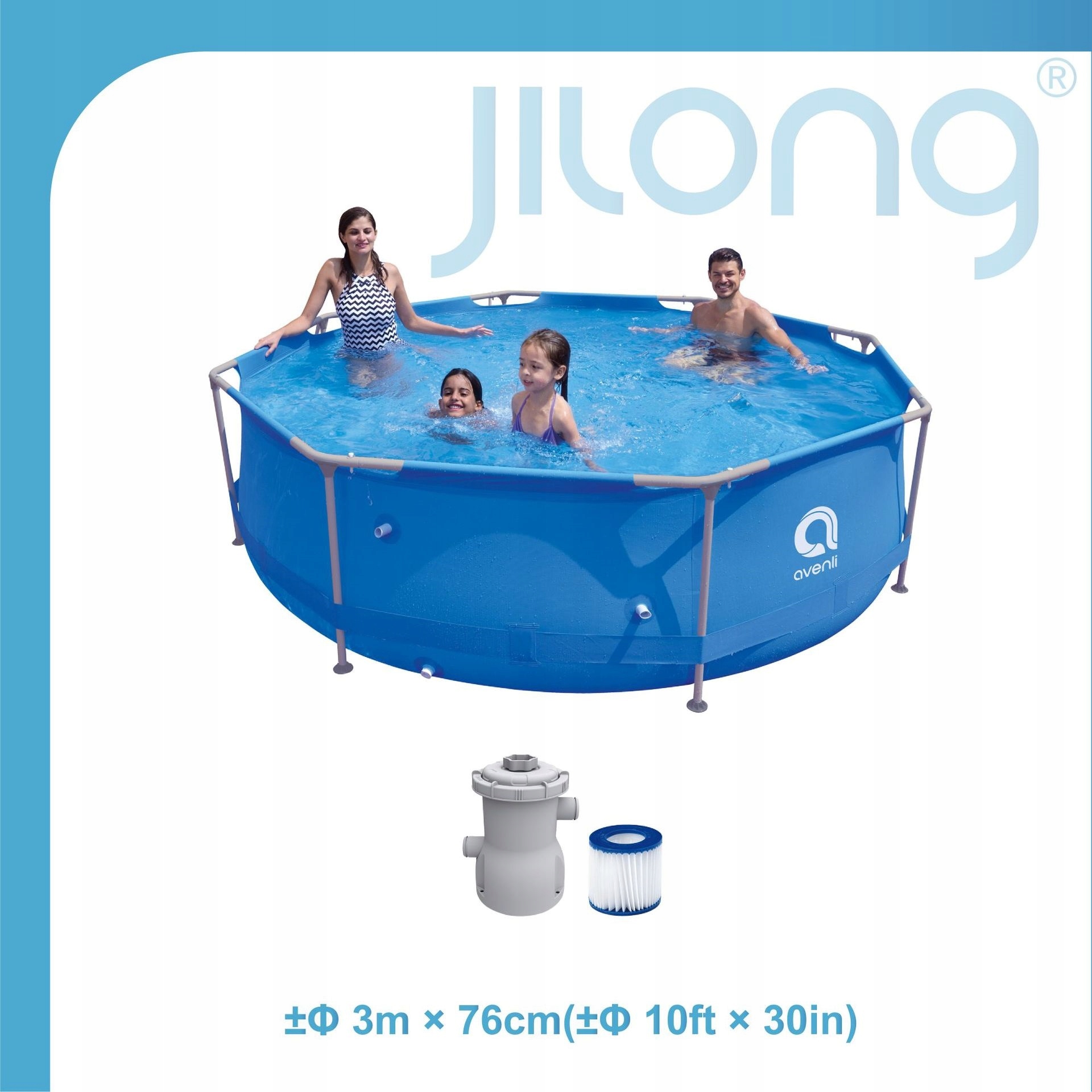 BASEN 300 x 76 cm STELAŻOWY OGRODOWY Okrągły POMPA - zdjęcie 4