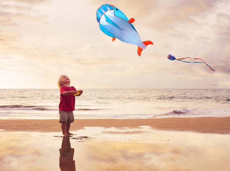 DUŻY LATAWIEC WIELORYB NIEBIESKI 210cm PLAŻOWY PREZENT DLA DZIECI ZABAWKA - obrazek 10