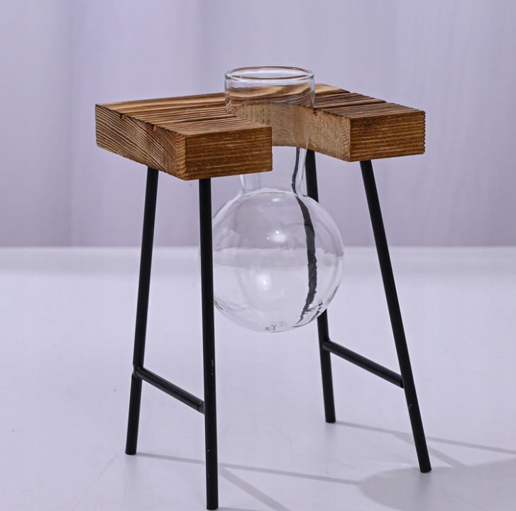 DONICA Ozdobna SZKLANA DREWNO Hydroponika UKORZENIACZ 1szt STOJAK BAMBUS - obrazek 3