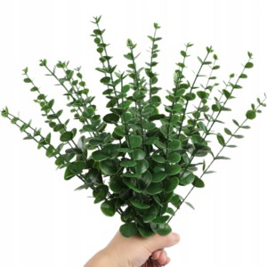 SZTUCZNA Roślina EUKALIPTUS 10 sztuk DEKORACJA do 38cm GAŁĄZKA KOMPLET - miniatura 2