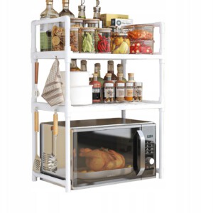PÓŁKA KUCHENNA pod mikrofalówkę SZAFKA ORGANIZER BIAŁA 3poziomy 48cm REGAŁ