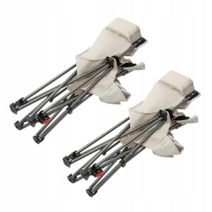 LEŻAK OGRODOWY TURYSTYCZNY PLAŻOWY SKŁADANY POKROWIEC CZARNY FOTEL PODNÓŻEK - miniatura 4