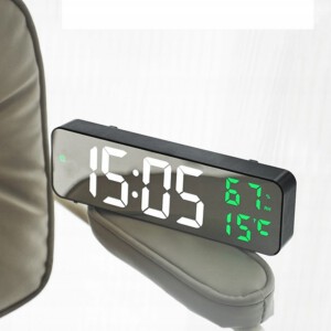 Zegar ŚCIENNY LED Temperatura NAWILŻENIE 12/24 LUSTRO Zielony ŚCIEMNIANIE - miniatura 7