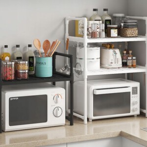 PÓŁKA KUCHENNA pod mikrofalówkę SZAFKA ORGANIZER CZARNA 2poziomy 48cm REGAŁ - miniatura 9