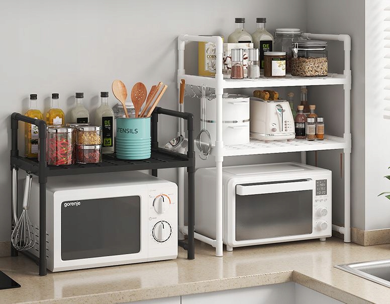 PÓŁKA KUCHENNA pod mikrofalówkę SZAFKA ORGANIZER CZARNA 2poziomy 48cm REGAŁ - obrazek 9
