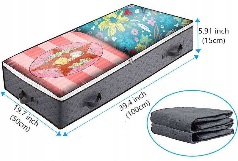 POKROWIEC NA POŚCIEL do PRZECHOWYWANIA Poduszki KOCE Pod ŁOŻKO 100x50x18cm - zdjęcie 5