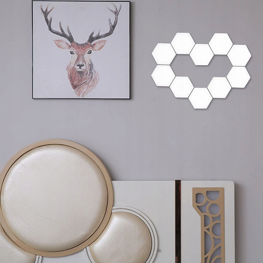 ZESTAW 8 SZTUK LAMPA LED NA ŚCIANĘ HEXAGON SZEŚCIOKĄT BIAŁA DOTYK Kwantowa - obrazek 6