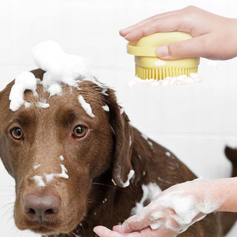SZCZOTKA do MYCIA Psa DLA PSA GĄBKA z DOZOWNIKIEM na PŁYN - obrazek 2