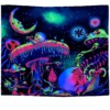 Dekoracja ŚCIENNA UV OBRAZ Fluorescencyjny GOBELIN ODBLASK 150x150cm Grzyby - miniatura 1