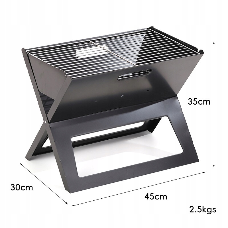 Grill OGRODOWY PALENISKO Kemping TURYSTYCZNY 45cm PRZENOŚNY STAL Składany - obrazek 2