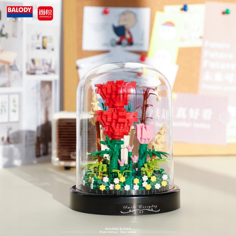 KLOCKI KWIATKI W SZKLE SŁOIKU LAS MAKROKLIMAT DEKORACJA PREZENT RED RÓŻE - obrazek 4