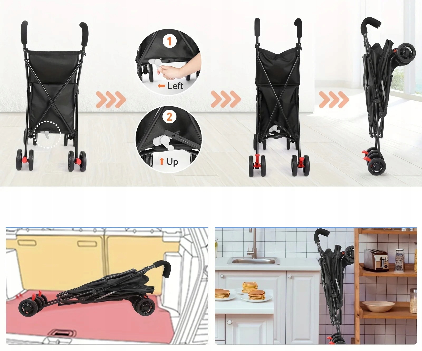 Wózek ZAKUPOWY na Zakupy PSA PCHANY DO PRZODU STABILNY SENIORA 4kołowy DUŻY - obrazek 7