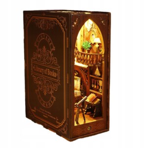DIY Drewniane PUZZLE 4D OŚWIETLENIE BIBLIOTEKA PODPÓRKA NA PÓŁKĘ DO KSIĄŻEK - miniatura 4