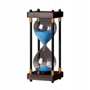 KLEPSYDRA SZKLANO DREWNIANA RETRO 60 MINUT XXL 25x10cm NIEBIESKA PREZENT - miniatura 2