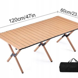 Stół OGRODOWY 120x90cm DUŻY ODPORNY Kempingowy TORBA MOCNY STABILNY J.BRĄZ - miniatura 2