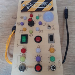 Tablica MONTESSORI Sensoryczna DREWNIANA Manipulacyjna LED Włącznik Światła - miniatura 5