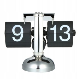 ZEGAR KLAPKOWY 24H RETRO MECHANICZNY VINTAGE NA BATERIE STALOWY PREZENT - miniatura 8