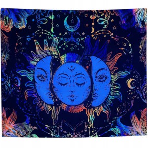 Dekoracja ŚCIENNA UV OBRAZ Fluorescencyjny GOBELIN ODBLASK 150x150cm Słońca