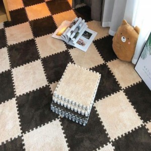 Puzzle na podłogę PLUSZOWA Piankowe DYWAN MATA Aksamitna DZIECI 30cm SZARA - miniatura 5