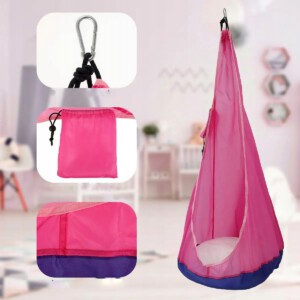 HUŚTAWKA OGRODOWA DOMOWA KOKON DLA DZIECI FOTEL WISZĄCY SIEDZISKO RÓŻOWY - miniatura 8