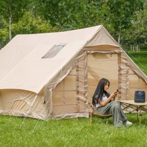 Duży namiot kempingowy pompowany 8 osobowy dmuchany pompka 12m2 400x300cm - miniatura 8