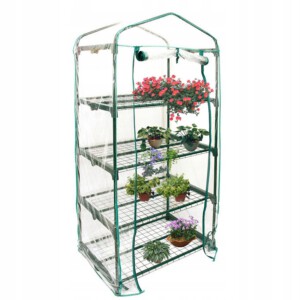 MINI SZKLARNIA OGRODOWA METAL BALKONOWA PIONOWA NA BALKON 4 POZIOMY FOLIAK - miniatura 2