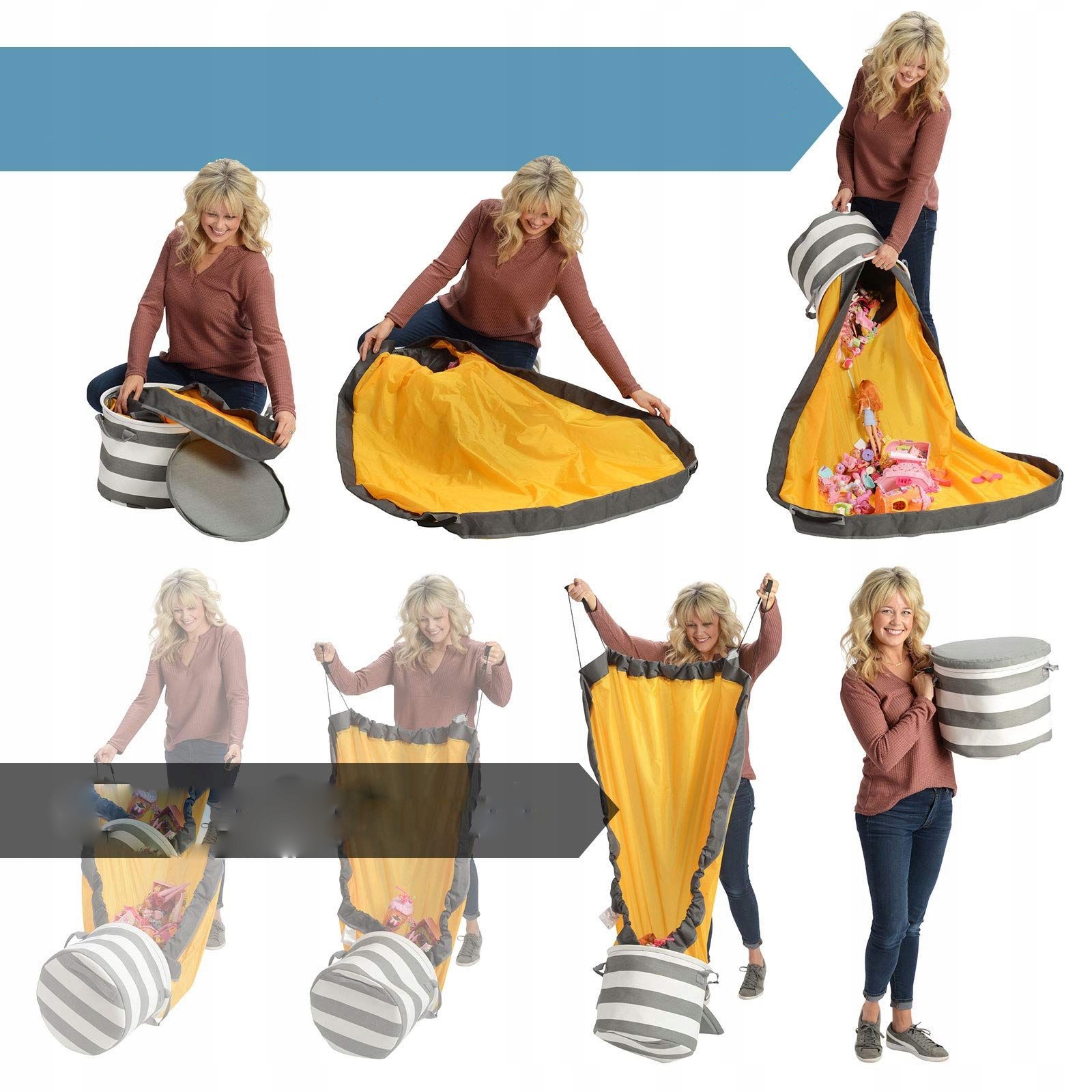 KOSZ Organizer na KLOCKI ZABAWKI WOREK Mata SZYBKIE ZBIERANIE KLOCKÓW Duży - obrazek 3