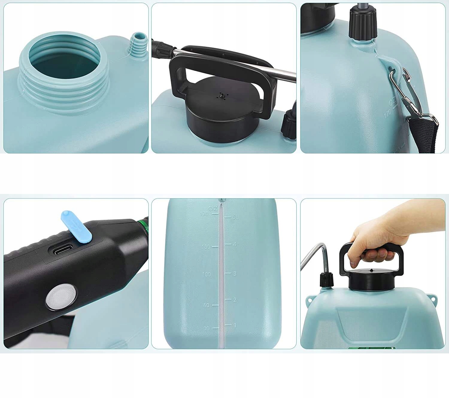 OPRYSKIWACZ AKUMULATOROWY PLECAKOWY ELEKTRYCZNY 5L AUTOMAT OGRODOWY USB - obrazek 5