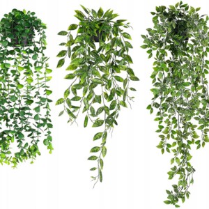 Zestaw 3 Sztucznych ROŚLINA Komplet WISZĄCY 90cm REALISTYCZNE DOM BIURO XL - miniatura 2