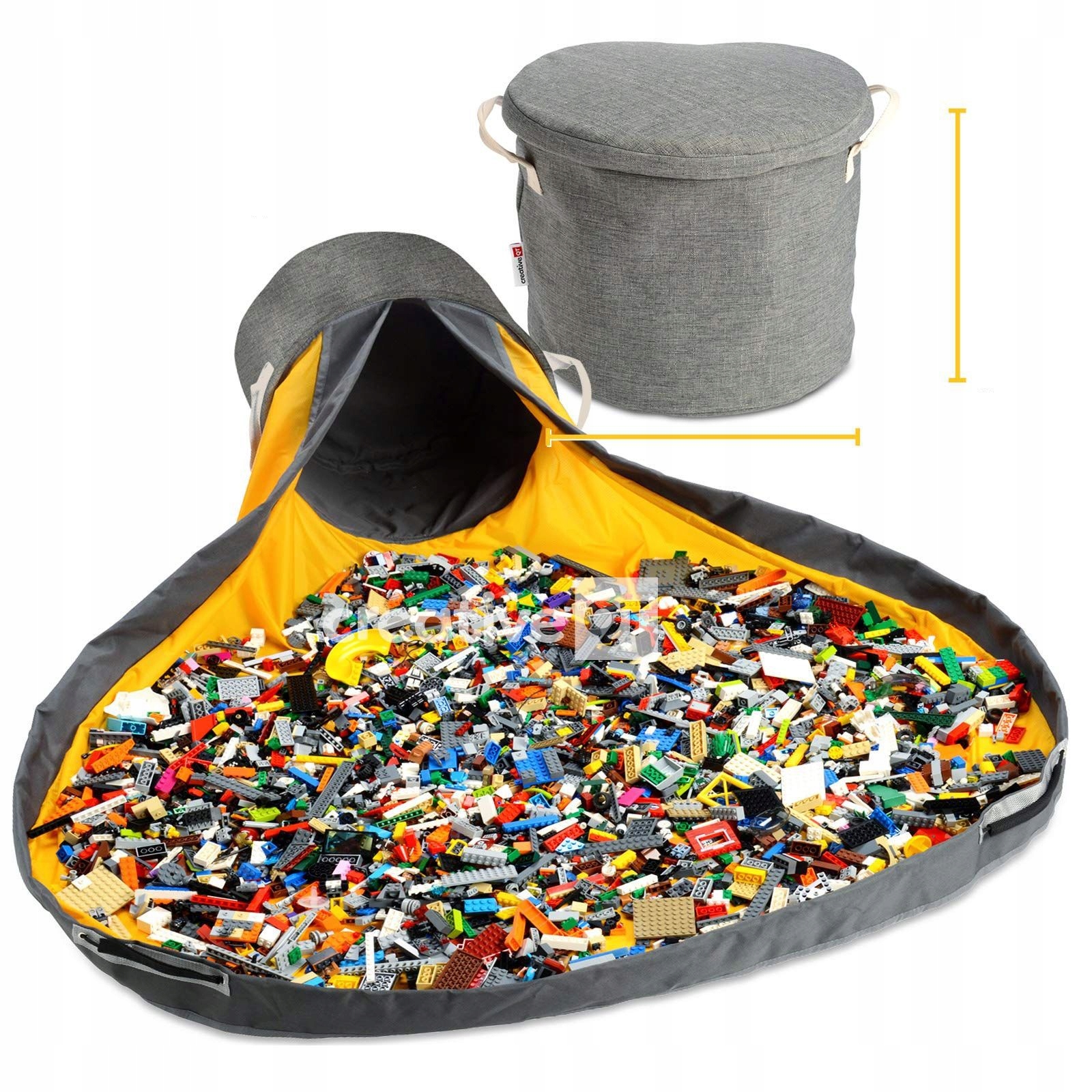 KOSZ Organizer na KLOCKI ZABAWKI WOREK Mata SZYBKIE ZBIERANIE KLOCKÓW Duży - obrazek 4
