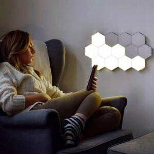 ZESTAW 8 SZTUK LAMPA LED NA ŚCIANĘ HEXAGON SZEŚCIOKĄT BIAŁA DOTYK Kwantowa - miniatura 5