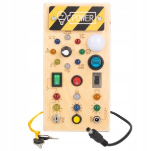 Tablica MONTESSORI Sensoryczna DREWNIANA Manipulacyjna LED Włącznik Światła - miniatura 3