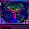 Dekoracja ŚCIENNA UV OBRAZ Fluorescencyjny GOBELIN ODBLASK Tęczowe Drzewo - miniatura 2