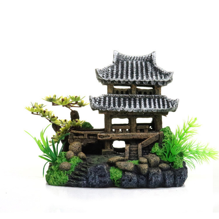 OZDOBA Dekoracja AKWARIOWA PIĘKNY Japoński dom XL 15cm - obrazek 2