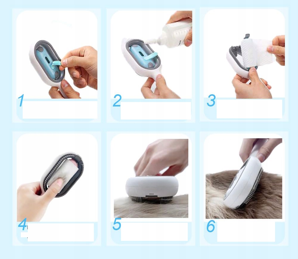 SZCZOTKA DLA ZWIERZĄT na SIERŚĆ KŁACZKI Dozownik WODĘ MASAŻER PSÓW KOTÓW - obrazek 10