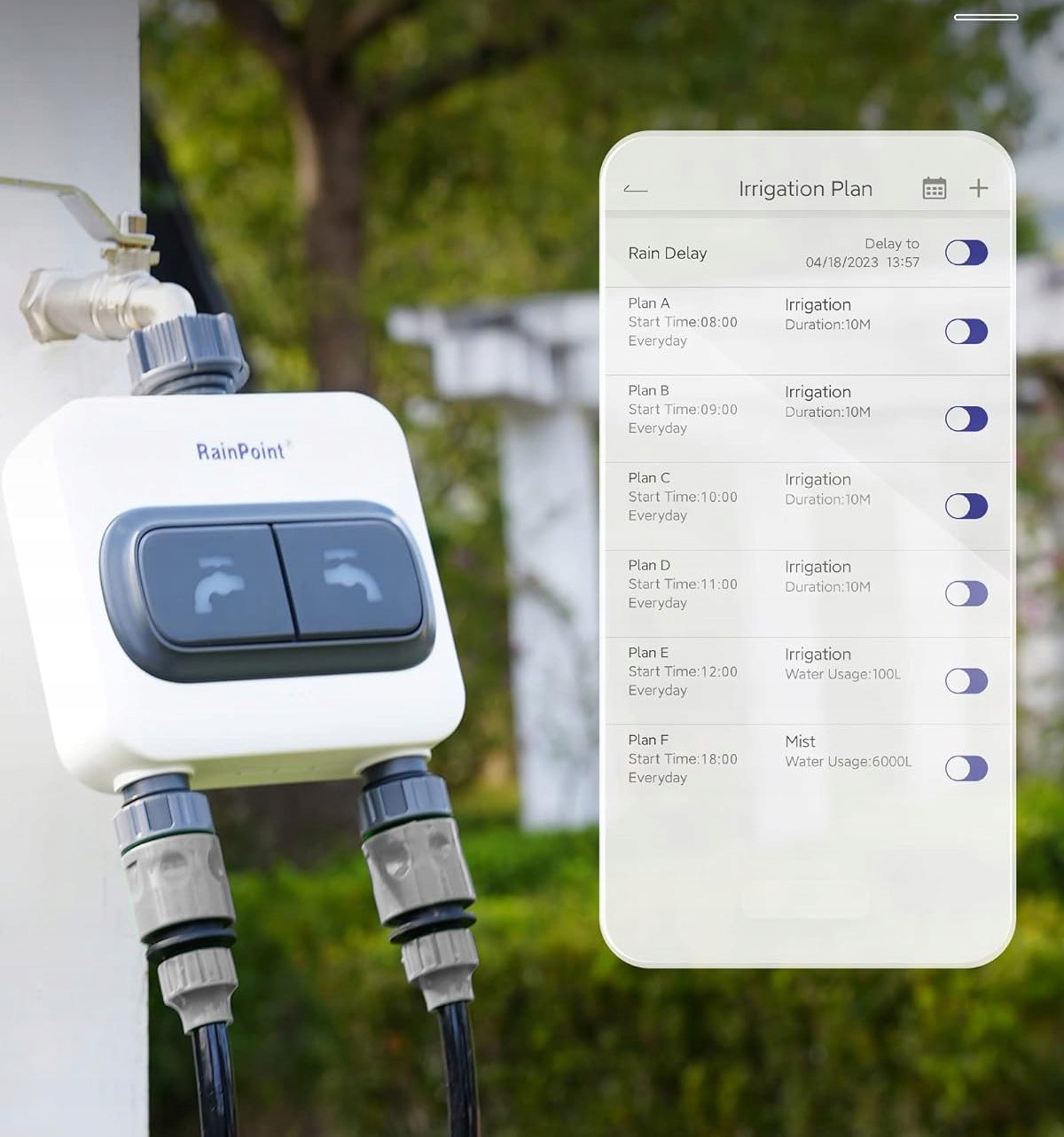 ZESTAW PODWÓJNY SYSTEM NAWADNIANIA OGRODU CENTRALA STEROWNIK CZUJNIK DESZCZ - zdjęcie 13