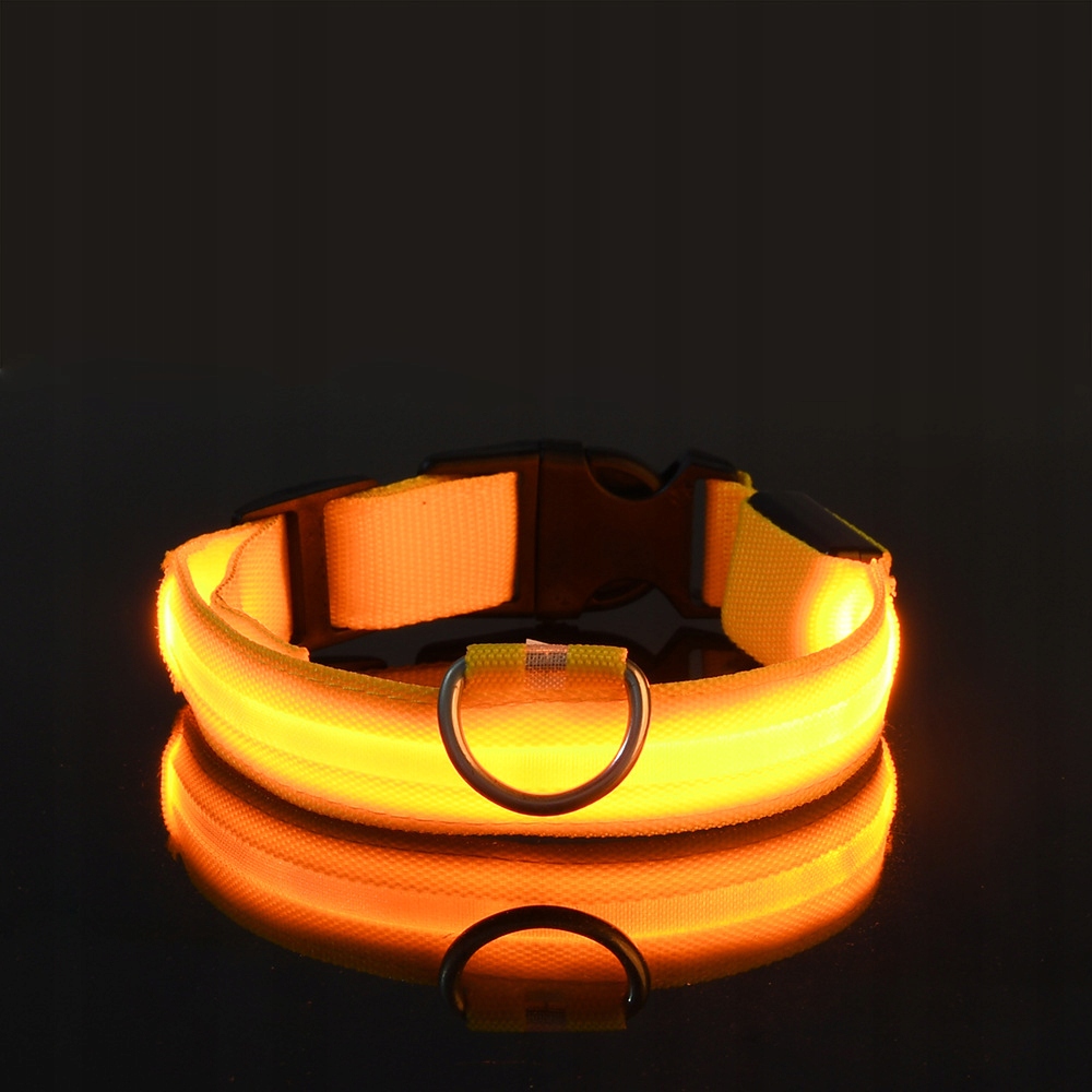 Obroża dla zwierząt PSÓW LED Wodoszczelna na USB Kabel ŻÓŁTA XL 52-60cm - zdjęcie 2